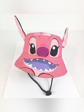 Stitch Angel Pink Bucket Hat With Adjustable Chine Strap